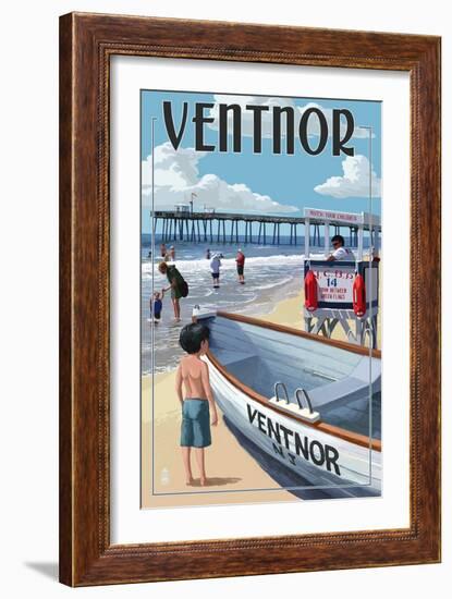 Ventnor, New Jersey - Lifeguard Stand-Lantern Press-Framed Art Print