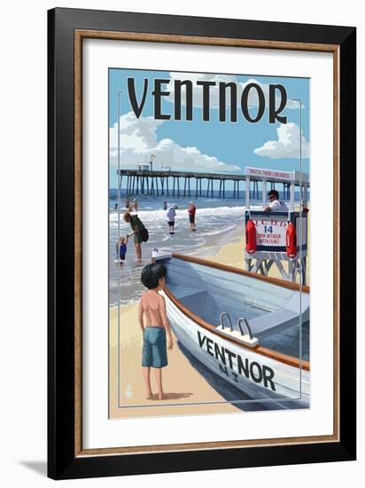 Ventnor, New Jersey - Lifeguard Stand-Lantern Press-Framed Art Print