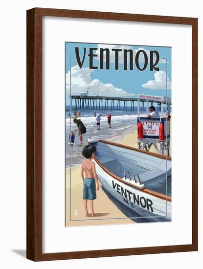 Ventnor, New Jersey - Lifeguard Stand-Lantern Press-Framed Art Print