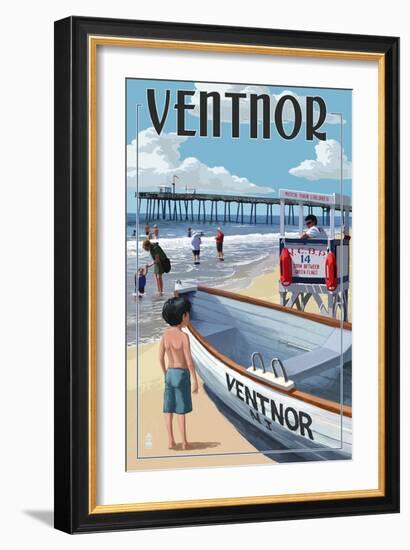 Ventnor, New Jersey - Lifeguard Stand-Lantern Press-Framed Art Print