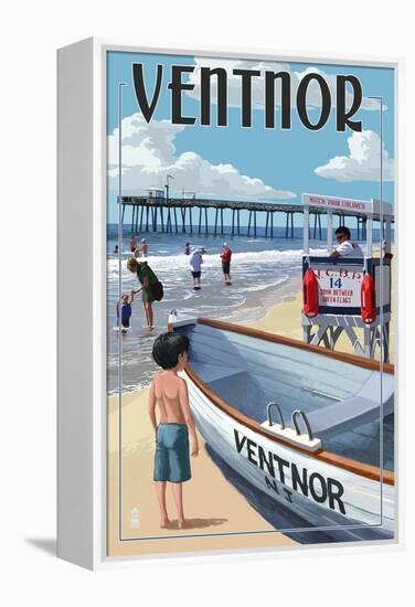 Ventnor, New Jersey - Lifeguard Stand-Lantern Press-Framed Stretched Canvas