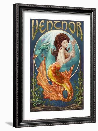 Ventnor, New Jersey - Mermaid-Lantern Press-Framed Art Print