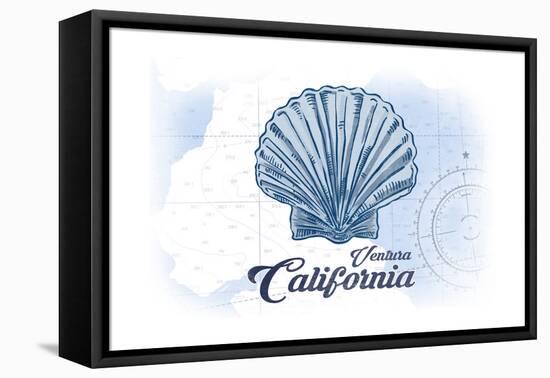 Ventura, California - Scallop Shell - Blue - Coastal Icon-Lantern Press-Framed Stretched Canvas