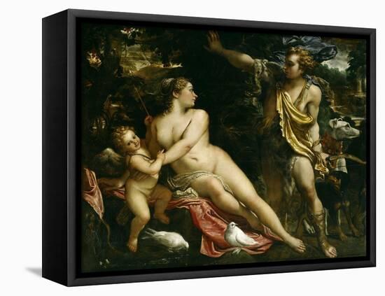 Venus, Adonis and Cupid, Ca. 1590-Annibale Carracci-Framed Premier Image Canvas