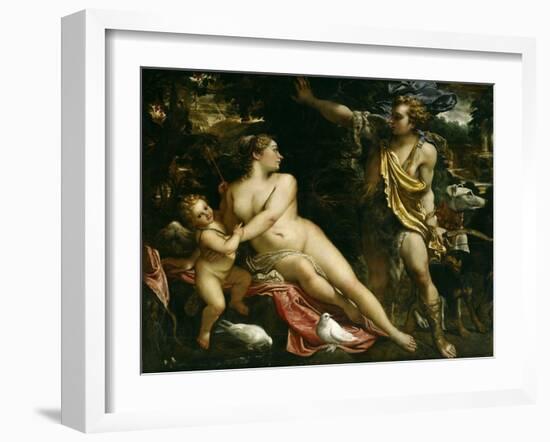 Venus, Adonis and Cupid, Ca. 1590-Annibale Carracci-Framed Giclee Print