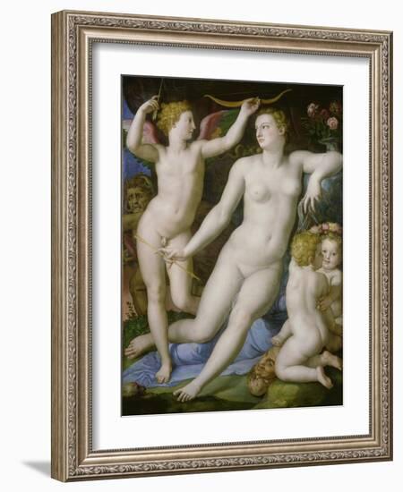 Venus, Amor Und Die Eifersucht-Agnolo Bronzino-Framed Giclee Print