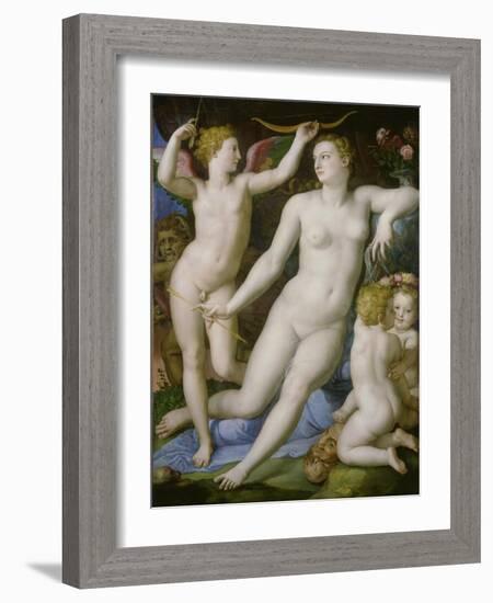 Venus, Amor Und Die Eifersucht-Agnolo Bronzino-Framed Giclee Print