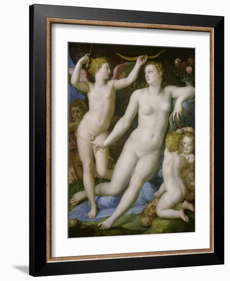 Venus, Amor Und Die Eifersucht-Agnolo Bronzino-Framed Giclee Print