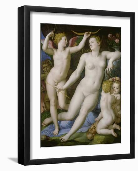 Venus, Amor Und Die Eifersucht-Agnolo Bronzino-Framed Giclee Print