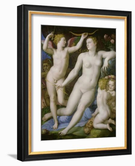 Venus, Amor Und Die Eifersucht-Agnolo Bronzino-Framed Giclee Print