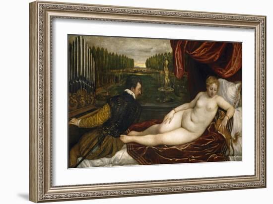 Venus, an Organist and a Little Dog-Titian (Tiziano Vecelli)-Framed Giclee Print