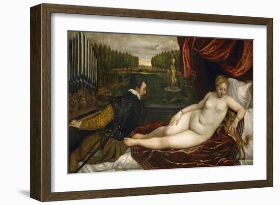 Venus, an Organist and a Little Dog-Titian (Tiziano Vecelli)-Framed Giclee Print