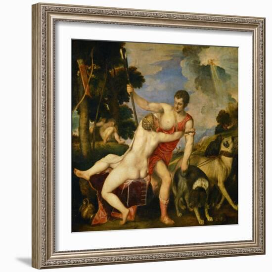 Venus and Adonis, 1553-Titian (Tiziano Vecelli)-Framed Giclee Print