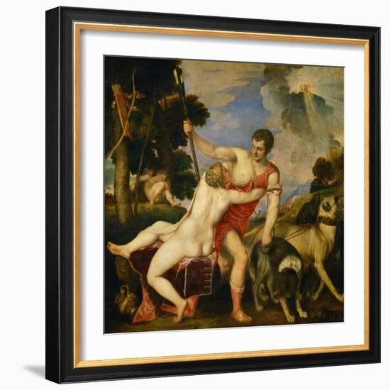 Venus and Adonis, 1553-Titian (Tiziano Vecelli)-Framed Giclee Print