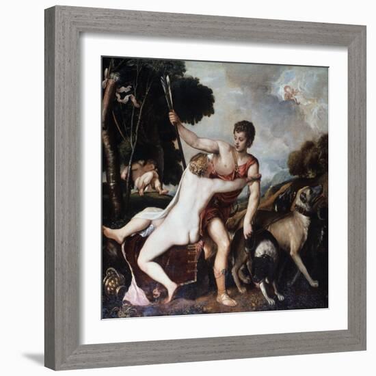 Venus and Adonis, 1553-Titian (Tiziano Vecelli)-Framed Giclee Print