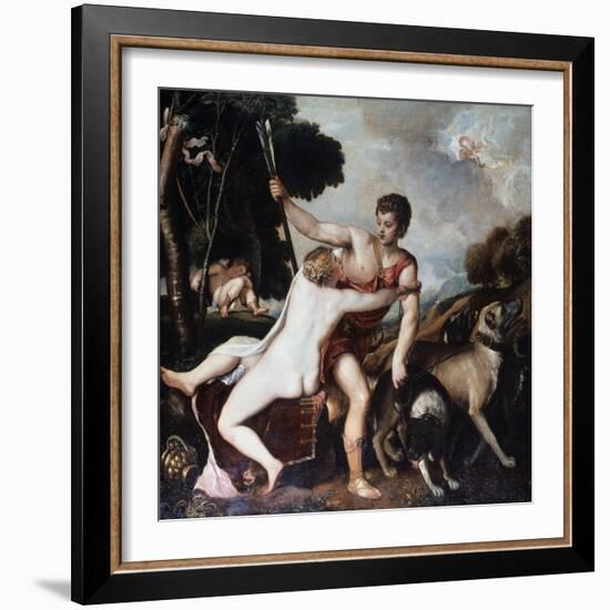 Venus and Adonis, 1553-Titian (Tiziano Vecelli)-Framed Giclee Print