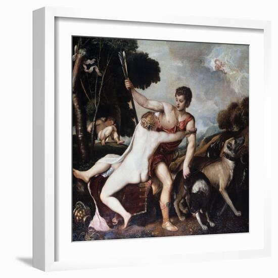 Venus and Adonis, 1553-Titian (Tiziano Vecelli)-Framed Giclee Print