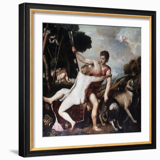 Venus and Adonis, 1553-Titian (Tiziano Vecelli)-Framed Giclee Print