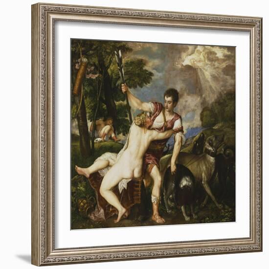 Venus and Adonis, 1554-Titian (Tiziano Vecelli)-Framed Giclee Print