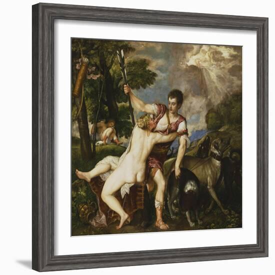 Venus and Adonis, 1554-Titian (Tiziano Vecelli)-Framed Giclee Print