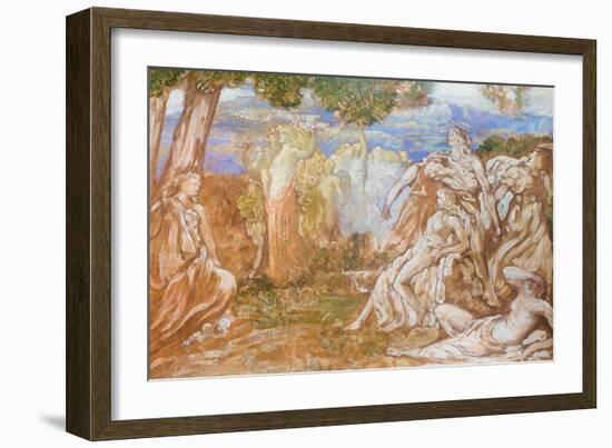 Venus and Adonis, 1903, (Oil on Cardboard)-Adolfo de Carolis-Framed Giclee Print