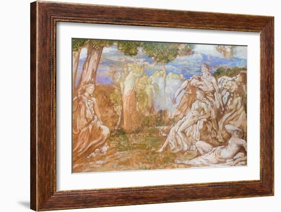 Venus and Adonis, 1903, (Oil on Cardboard)-Adolfo de Carolis-Framed Giclee Print