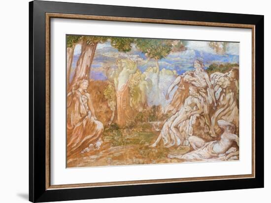 Venus and Adonis, 1903, (Oil on Cardboard)-Adolfo de Carolis-Framed Giclee Print