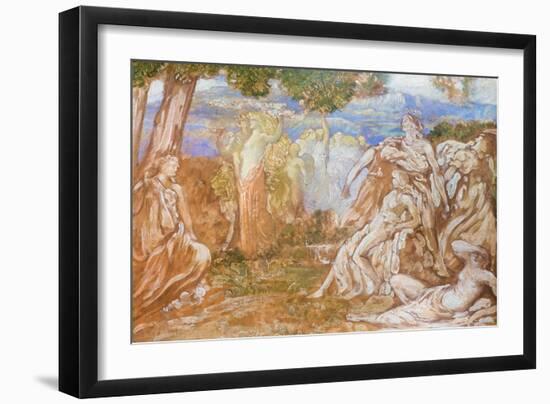 Venus and Adonis, 1903, (Oil on Cardboard)-Adolfo de Carolis-Framed Giclee Print