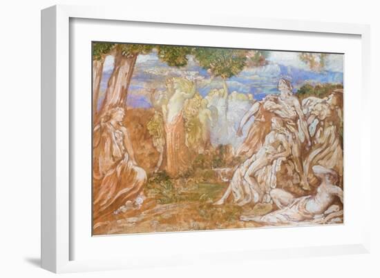 Venus and Adonis, 1903, (Oil on Cardboard)-Adolfo de Carolis-Framed Giclee Print