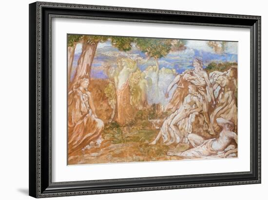 Venus and Adonis, 1903, (Oil on Cardboard)-Adolfo de Carolis-Framed Giclee Print