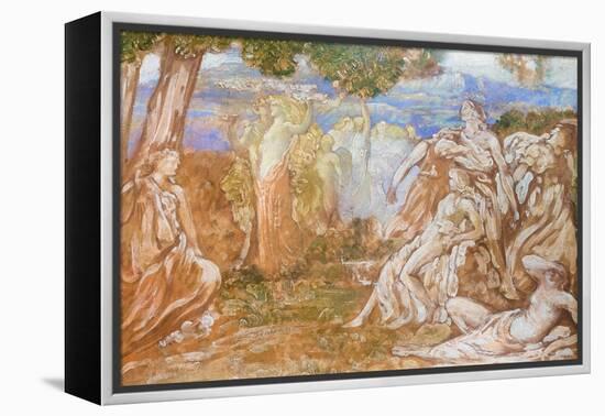 Venus and Adonis, 1903, (Oil on Cardboard)-Adolfo de Carolis-Framed Premier Image Canvas