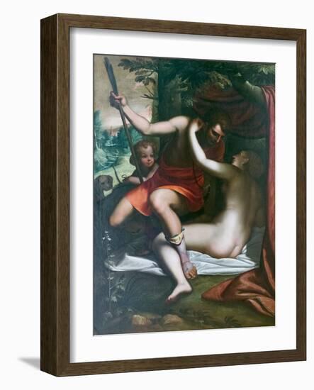 Venus and Adonis, before 1585, Luca Cambiaso (Oil on Canvas)-Luca Cambiaso-Framed Giclee Print