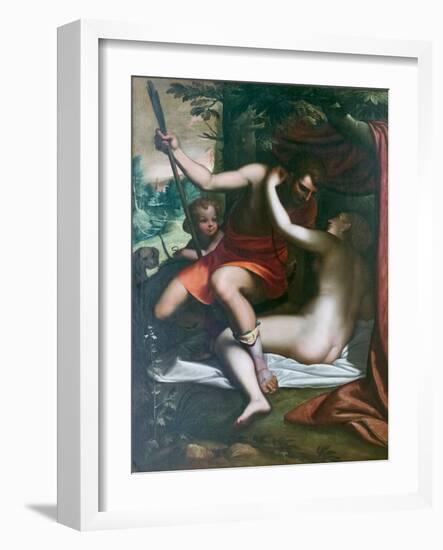 Venus and Adonis, before 1585, Luca Cambiaso (Oil on Canvas)-Luca Cambiaso-Framed Giclee Print