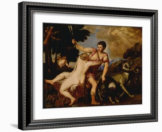 Venus and Adonis, C.1555-60-Titian (Tiziano Vecelli)-Framed Giclee Print