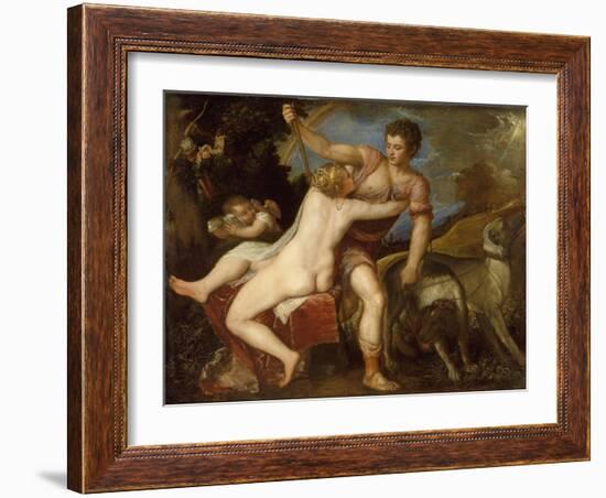 Venus and Adonis, c.1560-Titian-Framed Giclee Print