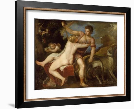 Venus and Adonis, c.1560-Titian-Framed Giclee Print