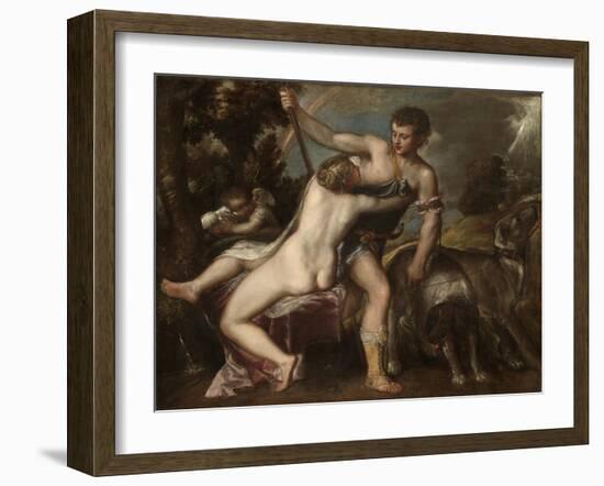 Venus and Adonis, c.1560-Titian-Framed Giclee Print