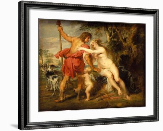 Venus and Adonis, c.1635-Peter Paul Rubens-Framed Giclee Print