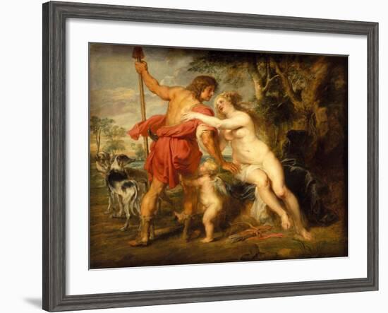 Venus and Adonis, c.1635-Peter Paul Rubens-Framed Giclee Print