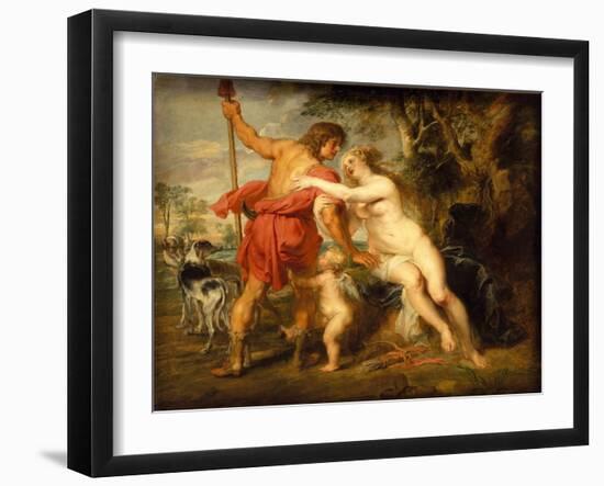Venus and Adonis, c.1635-Peter Paul Rubens-Framed Giclee Print