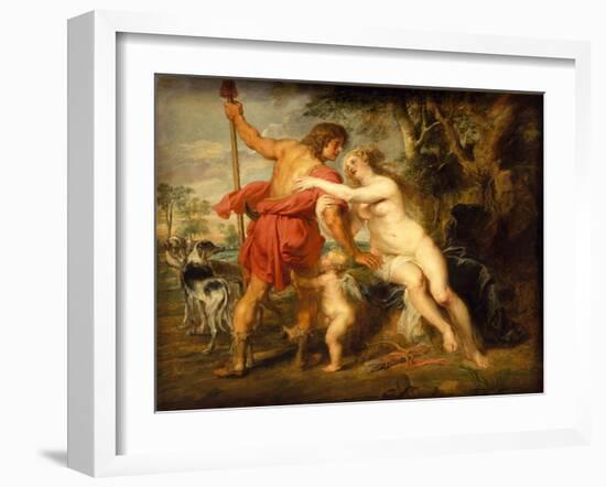 Venus and Adonis, c.1635-Peter Paul Rubens-Framed Giclee Print