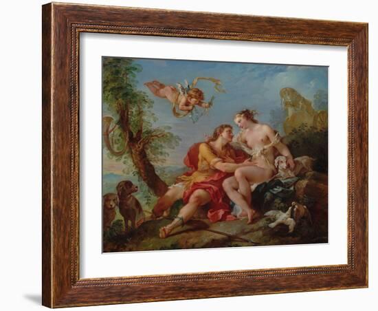 Venus and Adonis, C.1740 (Oil on Canvas)-Charles Joseph Natoire-Framed Giclee Print