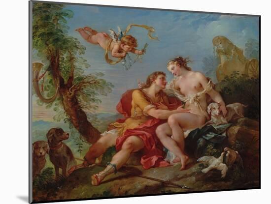 Venus and Adonis, C.1740 (Oil on Canvas)-Charles Joseph Natoire-Mounted Giclee Print