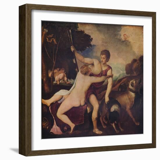 Venus and Adonis, c1545, (1937)-Titian-Framed Giclee Print