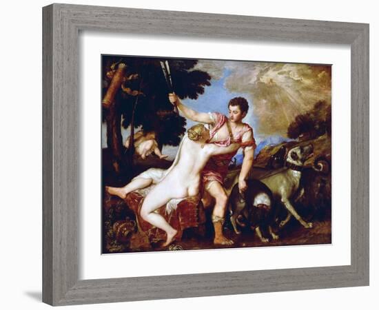 Venus and Adonis-Titian (Tiziano Vecelli)-Framed Giclee Print