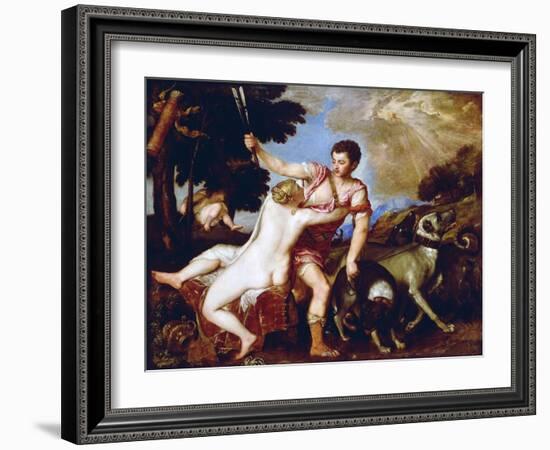 Venus and Adonis-Titian (Tiziano Vecelli)-Framed Giclee Print