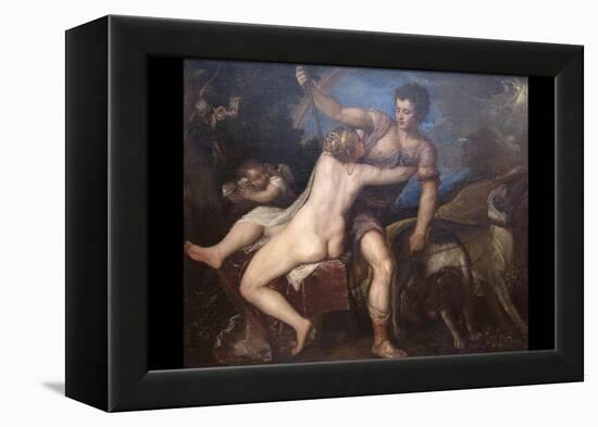 Venus and Adonis-Titian (Tiziano Vecelli)-Framed Stretched Canvas