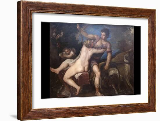 Venus and Adonis-Titian (Tiziano Vecelli)-Framed Art Print