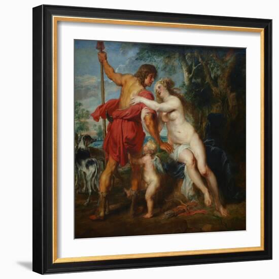 Venus and Adonis-Peter Paul Rubens-Framed Art Print