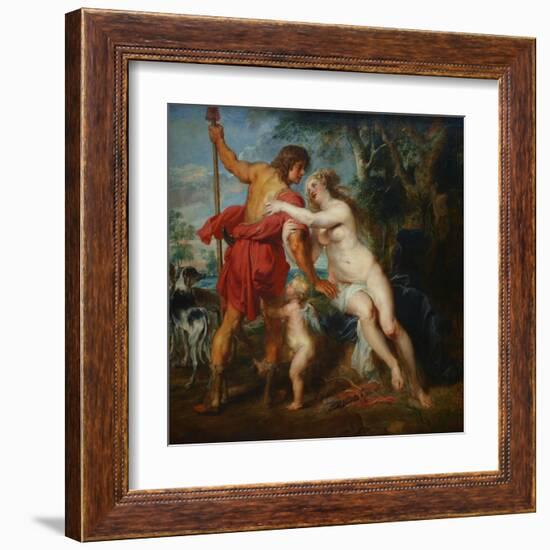 Venus and Adonis-Peter Paul Rubens-Framed Art Print